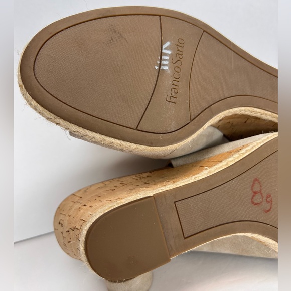 Franco Sarto Womens Julien Open Toe Suede Wedges Sz 10M Suede Taupe Worn 1X! - Picture 12 of 14